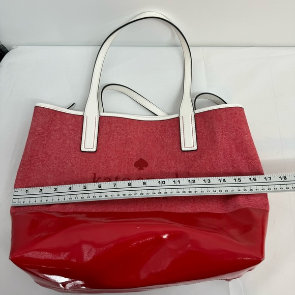 Kate Spade Ash Street Logo Tote Asphalt Red Triple Compartment - Picture 13 of 16